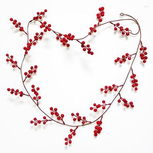 Dekoratif Çiçekler 1 Parça/Çanta 190cm Uzun Kırmızı Berry Dize Kolye Noel Ağacı Dekorasyon Aile Partisi Festivali DIY El Sanatları