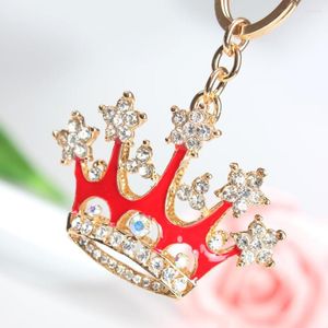 Anahtarlıklar Red King Crown Crystal Charm Charme Canse Çanta Araba Anahtar Anahtarlama Anahtarlık Partisi Düğün Doğum Hediyesi