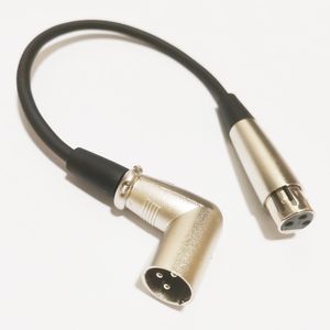Mikrofon 90 derece açılı XLR 3pin Erkek - Femmale Fiş Audio Mic Konektör Kablosu Yaklaşık 30 cm/ 1pcs