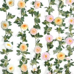 Dekoratif Çiçekler 2m Yapay Gül Ivy Vine Garland Duvar Romantik Düğün Ev Partisi Dekorasyon