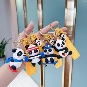 Anahtarlıklar Kawaii Panda Anahtarlık Kadın Erkek Hayvanlar Takı Kolye Anime Sevimli Araba Anahtar Zincirleri Arkadaşlar Hediye Çift Yüzük Bag Charm Moto