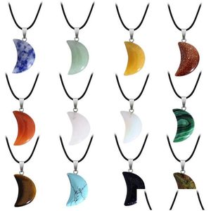 Colares pendentes Colar de pedra de cristal natural Estrela criativa Creative Gemstone Mão Esculpada Moda de Moda com Corrente Drop Deliver Dhduf