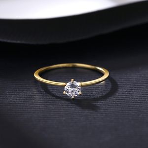 European Charm Noble Women Brand 3A Zircão Anel Fashion Luxo S925 Sterling Silver Ring Plating 18K Gold feminino Classic Ring Wedding Party Hout-De-Dested Gift