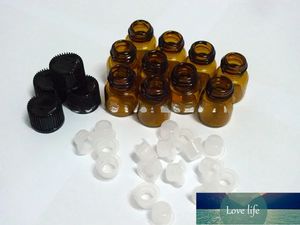 1 ml (1/4 de DRAM) Garrafas de óleo essencial de vidro âmbar, redutor de orifício sem tampa do orifício 50 preços de fábrica de embalagem atacado