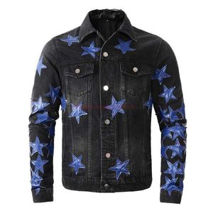 Дизайнерская одежда Amire Am Джинсовая куртка 453 Тренда бренда Amies Новое джинсовое пальто синее звезда черная джинсовая джинсовая молода