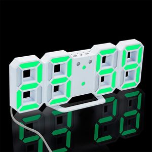Saat Aksesuarları Diğer 3D LED Dijital Saat Erteleme Masa Alarmı Yatak Odası Masa Duvarı 24/12 SAAT GECE 8 RENK EV DEVİ