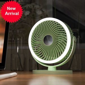 Night Light Tavan Fanı ile Yeni Taşınabilir Kamp Fan 360 Rotasyon Sessiz Mini Elektrik Fan USB Masaüstü Ofis için Şarj Edilebilir Hayranlar