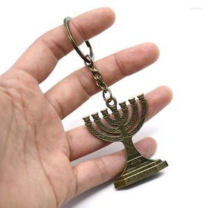 Anahtarlık 1 adet Yahudi Dini Menorah Antik Metal Anahtar Zinciri Dekoratif Kolye Yüzük Dini Takı Hediyesi