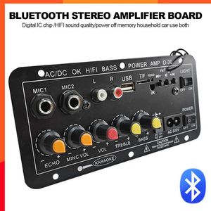 Yeni Bluetooth Audio Araba Amplifikatör Kartı 120W Subwoofer Çift Mikrofon Amp Modülü 4 Ohm 8-12 inç Hoparlör 12/24V 110/220V