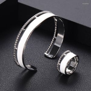Серьги ожерелья устанавливают Janekelly Platinum Brangle Bracelets Ring Sets Dubai Bridal for Women Wedding Brincos Para как мульти