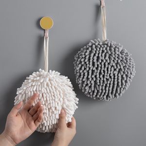 Kitchen Tools Sponge Chenille Hand Towel Hanging Absorbent Quick-drying Cloth Plush Thickened Microfiber Towel Ball Bathroom Accessories LT0113a