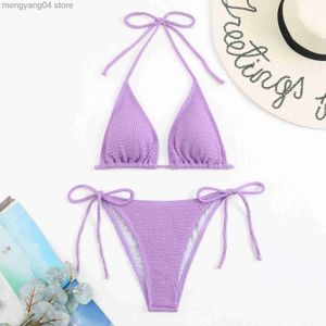 Women's Swimwear Sexy Brazilian Bikini 2023 Women String Trikini Set Thong Swimsuit Solid Swimwear Female Lady Bathing Suit Swimming Biquine T230524