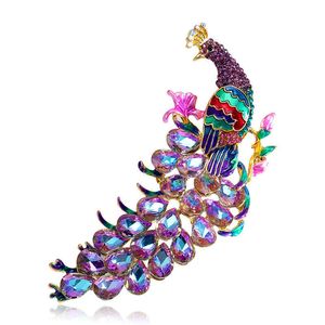 Spille CINDY XIANG strass pavone petto femminile pin coda lunga uccello colorato moda set gioielli da sposa nuovo 2023 regalo G220523