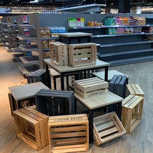 Сумки для хранения коробка деревянная квадратная сплошная антикварный ST Supermarket Supermarket Simple Crate Rame Wood