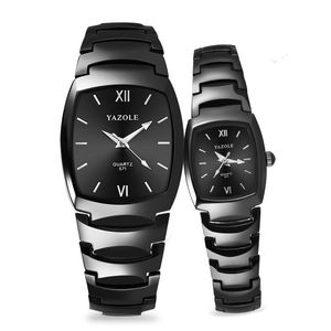 Bilek saatleri Şık tungsten çelik kuvars erkekler için izle Karanlık su geçirmez çiftler ışıltılı güneş baskısı dialwristwatches