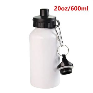 2 kapak süblimasyon 20oz alüminyum spor su şişeleri 600ml beyaz boş ısı transfer metal bardak tek yalıtılmış bardaklar