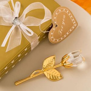 Düğün iyilikleri altın ile berrak kristal gülü uzun saplı gelin duş partisi hediyeleri misafir valentina Ana Günü hediye kutusu