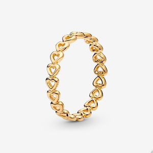Pandora için Gül Altın Kalpler Yüzükleri 925 STERLING Gümüş Düğün Takı Tasarımcı Yüzük Kadınlar için Seti Seti Girlfriend Altın İstifleme Yüzüğü Orijinal Kutu