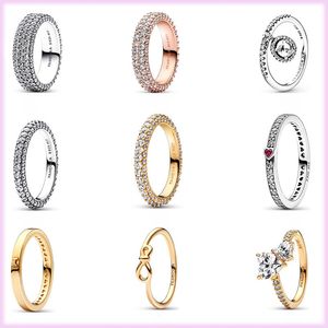 925 Стерлинговое серебряное кольцо Пандора, полное алмазного мульти -вечного вечного символа, подходящих для женских ювелирных аксессуаров.