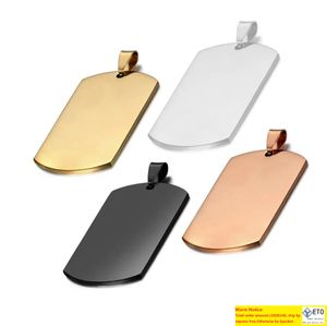 Stainless Steel Military Army ID Stainless Steel Name Blank Dog Tags Pendant Rectangle Jewelry