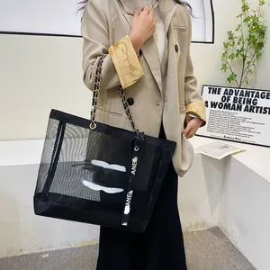 Классическая женская сумка Новая сумка через плечо Сумочка в корейском стиле Студенческая сетка Простые модные пляжные сумки для покупок оптом