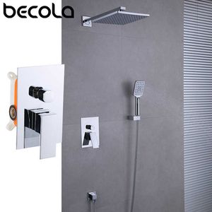 Banyo duş setleri Becola Duvar Montajı Banyo Yağmur Şelale Duş muslukları Set 2 Yol Valf Krom/Siyah/Altın Duş Sistemi Küvet Duş Musluğu G230525