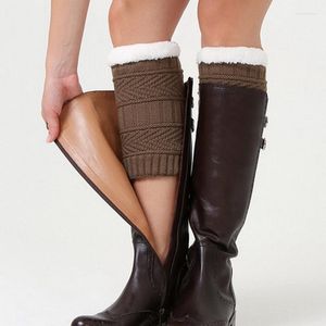 Kadınlar Kış Sıcak Kalın Örme Knolu Kollu Kadife Boot manşetle bayanlar için kızlar Legwarmers Gaiters Toptan