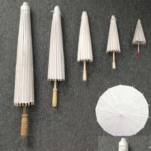 Зонтики белая бумага Парансоль Восточный зонтик для свадьбы 20 30 40 60 см. Китайские мини -ремесленные ремесла P O Props Партия свадебная декорация Dhoxr