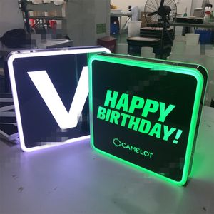 Özelleştirilmiş LED Işınlı Mutlu Doğum Günü Mektupları Kutu Mesaj Panosu VIP Hizmet Neon Düğün Gece Kulübü Partisi Salonu Bar