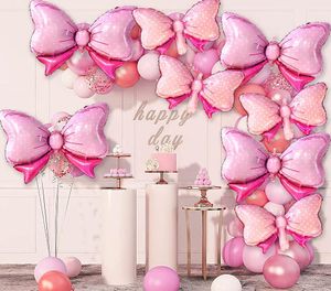 Bow Balloon Огромный фольга Шары девочек Пол Раскрыть декорации по случаю дня рождения детский душ розовый синий 35 -дюймовый