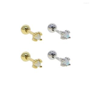 Saplama küpeleri 925 Sterling Gümüş Tiny Mini Sevimli Kadın Mücevherler 2mm Opal Taş Çılgınlığı Altın Renk Hassas Küpe