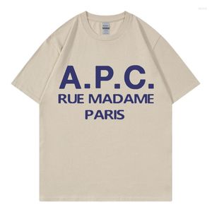 Camisetas masculinas 2023 Moda de verão Men/mulheres camisetas de grandes dimensões APC Print Hip Hop Manga curta Camise
