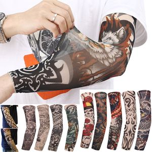 Arm Leg Warmers 1PC Street Tattoo Sleeves Sun UV Protection Cover Seamless Outdoor Riding Sunscreen Glover For Men Women 230524