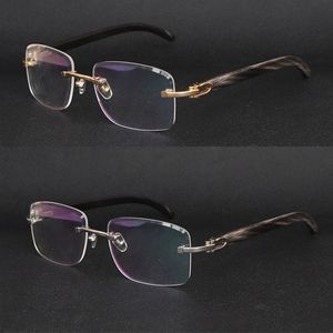 Vintage Black Marbled Buffalo Horn Rimless Glasses with Gold/Silver Metal Legs for Men and Women