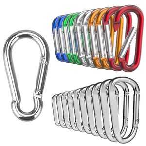 10pcs Renkli Carabiner Keychain Alluminum D-Ring Toka Yay Karabiner Snap Hook Klip Kilit Anahtar Kampı Günlük Kullanım