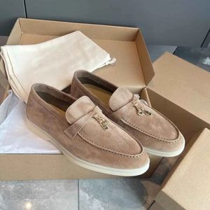 Men's casual shoes LP loafers flat low top suede Cow leather oxfords Loro&Pianas Moccasins summer walk comfort loafer slip on loafer rubber sole flats with box EU38-45