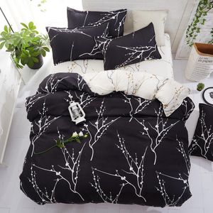 Yatak setleri ev tekstil 5 beden seti yaz yorgan kapağı pastoral düz tabaka çiçek dekor siyah beyaz çarşaf