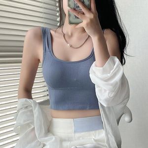 Camisoles & Tanks Seamless Tank Top Female Ribbed Crop Fitness Sports Underwear Scoop Neck Cami Bralette Basic Tee Sexy Lingerie Camisole