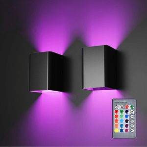 Duvar lambaları LED ışık yukarı ve aşağı nokta aydınlatma 5W cuboid sıcak renkli kapalı başucu yatak odası gece ışığı RGB koridor koridor arka plan oturma odası siyah beyaz