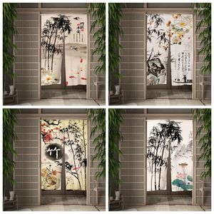 Perde Çince Mürekkep Bambu Boyama Kapısı Japon Split Kapı Perdeleri Bölünme Ev Yatak Odası Mutfak Banyo