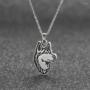 Anhänger Halsketten Vintage Silber Farbe Edelstahl Lange Ketten Siberian Husky Halskette Hund Für Frauen Männer Schmuck Liebhaber Geschenke