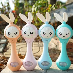 Rattles Mobiles Baby Music Flashing Rattle Toys Rabbit Teether Hand Bells Mobile Infant Stop Weep Tear born Early Educational Toy 18M 230525