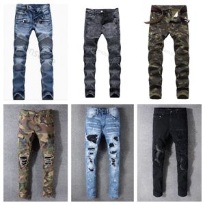 Классические мужские джинсы с принтом и вышивкой miri, дизайнерские мужские джинсы с дыркой для мотоцикла, роскошные синие джинсы, мужская мода, уличная одежда, мужские дизайнерские брюки, оптовая продажа Am Men's Distressed Jean