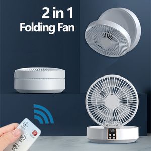 Diğer Ev Bahçesi USB Taşınabilir Elektrikli Fan Kablosuz Duvara Monte Hava Soğutucu LED Işık Katlanır FANS TABLO Masaüstü Ventilatör Uzaktan 230525