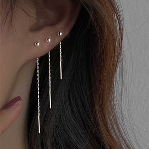 Fashion Stainless Steel Dangle Earring Geometric Ball Long Tassel Chain Drop Earrings For Women Minimalism Ear Line Kpop Jewelry