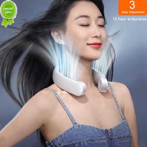 New New New Neck Fan Portable Bladeless Hanging Neck Silicone Rechargeable Air Cooler 3 Speed Summer Carry With You Sports Fans