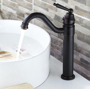 Rubinetti per lavabo da bagno Rubinetto per lavabo da appoggio Miscelatore per lavabo nero Rubinetto in bronzo lucidato a olio Cucina monocomando Lnf213