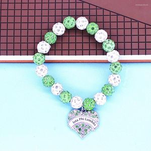 Bracelets de charme Design personalizado Design branco Green Disco Ball Crystal Beads