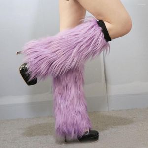Kadın Çorap 1 Çift Uzun Önyükleme Kapağı Güzel Sahte Kürk dişi Taytlar Sahne Performansı için Rahat