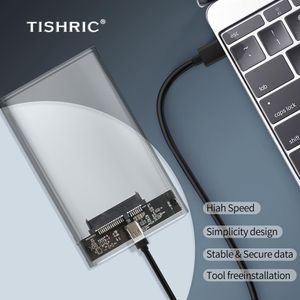 Enclosures TISHRIC Transparent HDD Case for hard drive Box 2.5 HDD Enclosure SATA To USB 3.0 TypeC 3.1 Mobile External Hard Drive Case